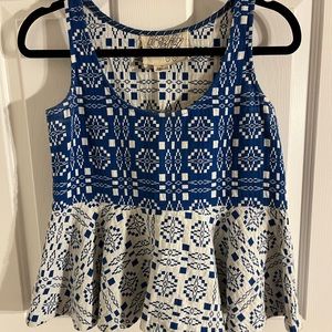 ACE&JIG BLUE COTTON JACQUARD PEPLUM TOP